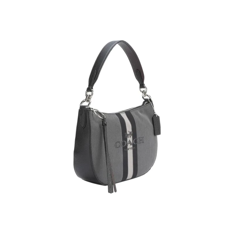 COACH Sutton Canvas Shoulder Bag Women's Gray & Black-2