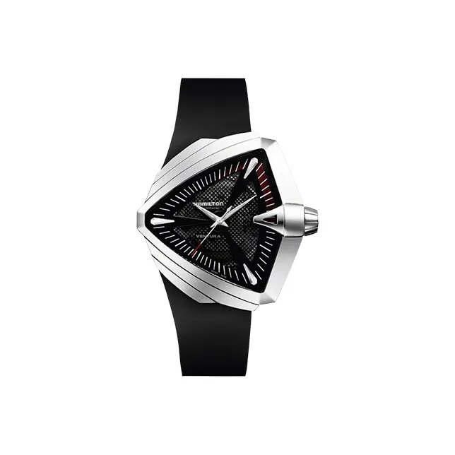HAMILTON Automatic Mechanical Movement Men's Watches Watch 46mm Black Dial Stainless Steel Watch Case Rubber Strap-0