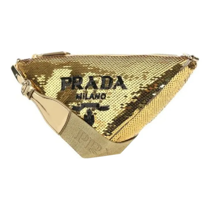 PRADA Leather Shoulder Bag Crossbody Bag Women's Gold-2