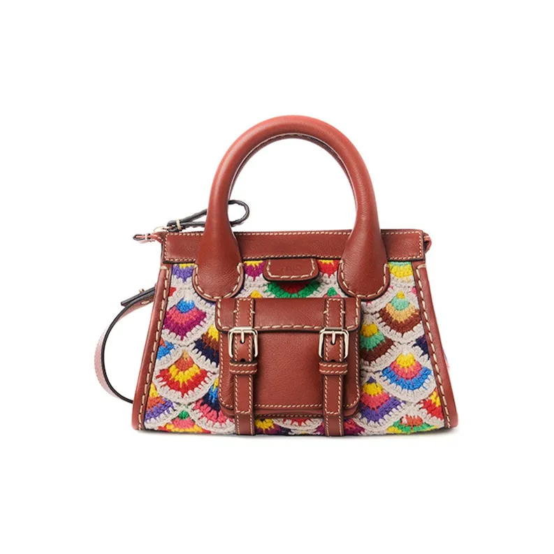 Chloe Edith Cow Leather Handbag Mini Women's Brown/Multicolor-0