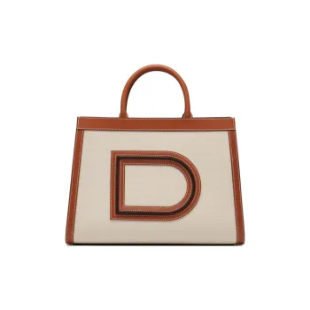 Delvau Canvas With Leather Canvas Bag One Shoulder Handbag Regular Women's White/Brown