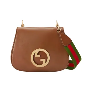 GUCCI Blondie Leather Saddle Bag Handbag, Shoulder Bag Medium Size Women's Brown