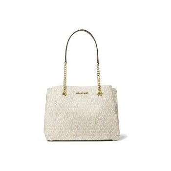 MICHAEL KORS Teagen Canvas Handbag Shoulder Bag Women's Vanilla White & Brown