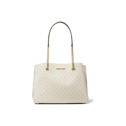 MICHAEL KORS Teagen Canvas Handbag Shoulder Bag Women's Vanilla White & Brown