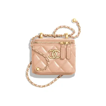 CHANEL 21B Fall Calfskin Box Bag, Flap Bag, Coin Purse, Crossbody Bag Women's Nude Milk Tea