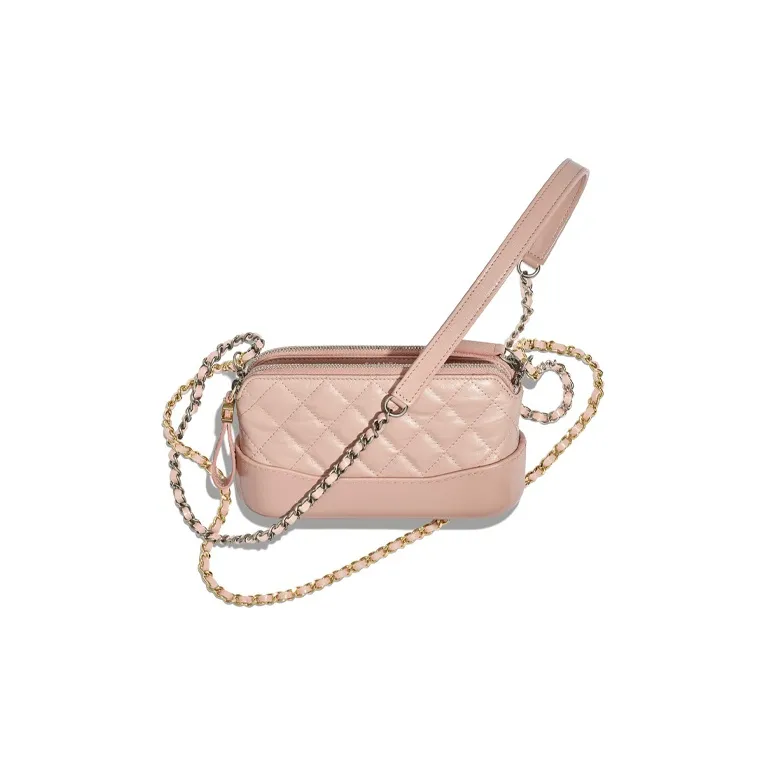 CHANEL Gabrielle Calfskin Shoulder Bag, Crossbody Bag Mini Women's Light Pink Red/Gold/Silver-2