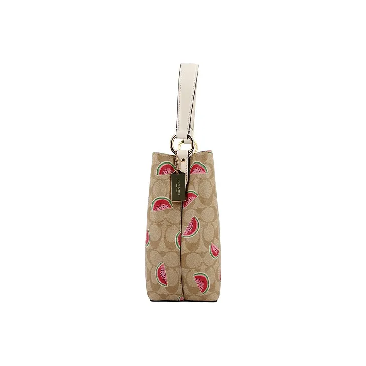 COACH Town PVC Crossbody Bucket Bag, Handbag, Shoulder Bag Small Size Women's Beige-3