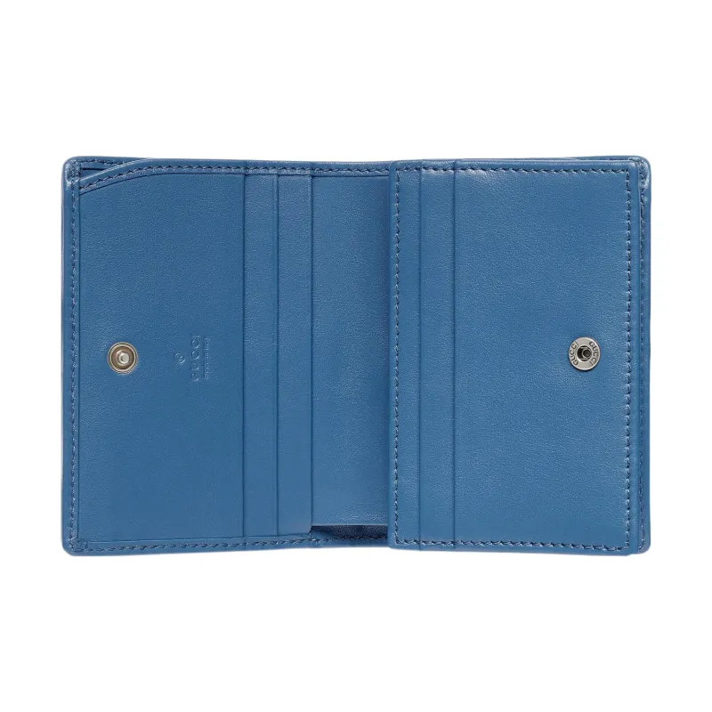 GUCCI GG Marmont Quilting Leather Coin Purses Card Holders Women's Blue-2