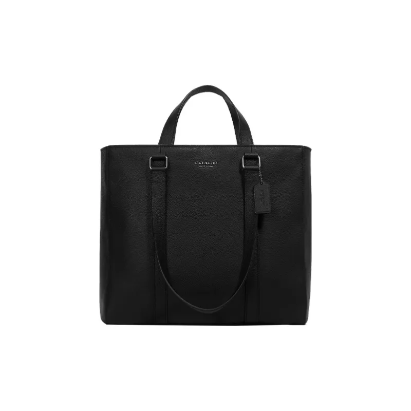 COACH Hudson Leather Tote Bag, Shopping Bag, Handbag, Shoulder Bag Tubas Men's Black-0