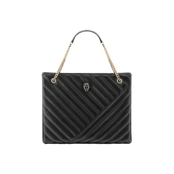 BVLGARI Serpenti Cabochon Sheepskin Totes Handbags Large Size Women's Black