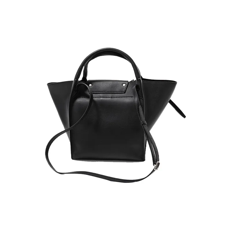 CELINE Calfskin Tote Bag Shopping Bag Portable Crossbody Bag Shoulder Bag Small Size Women's Black-2