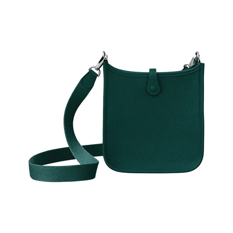 HERMES Evelyne Little Bull Leather Shoulder Bag Crossbody Bag Women's Dark Green-2