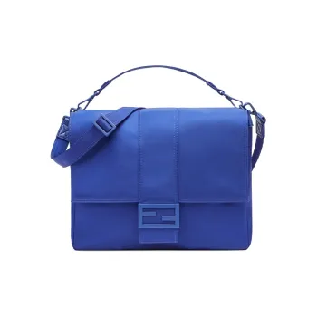 FENDI Baguette Cow Leather Messenger Bag Baguette Bag Shoulder Bag Crossbody Bag Handbag Large Size Men's Blue
