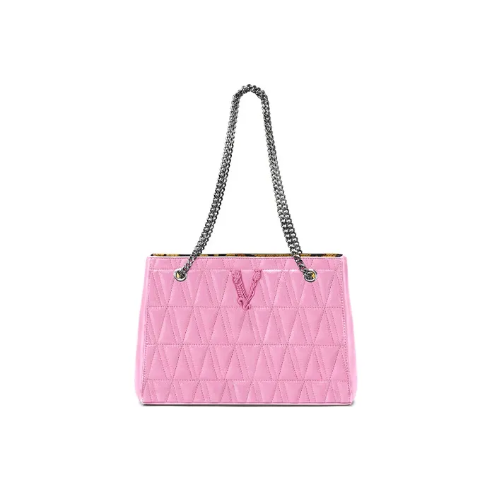 VERSACE VERSACE Leather Tote Bag Shopping Bag Chain Bag Handbag Shoulder Bag Women's Bright Pink-0