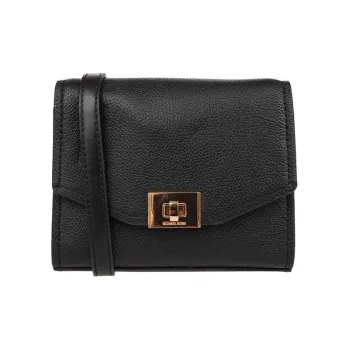 MICHAEL KORS Cassie Cow Leather Messenger Bag, Crossbody Bag Women's Black