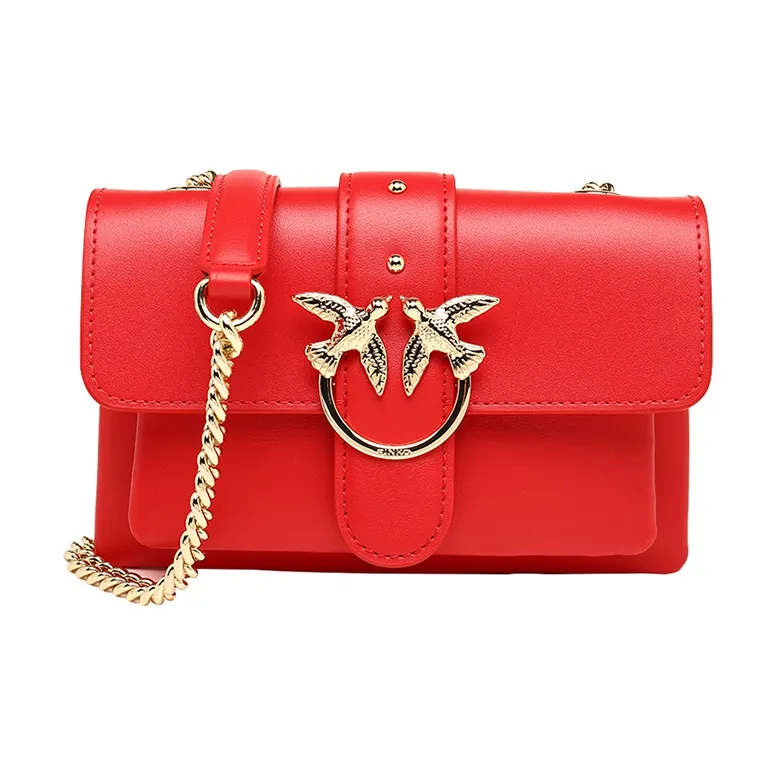 PINKO Cow Leather Swallow Bag Shoulder Bag Women's Red-0