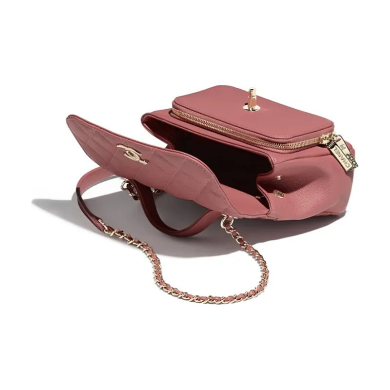 CHANEL Grain Calfskin & Metal Mini Square Flap Bag, Handbag, Shoulder Bag, Crossbody Bag Trumpets Women's Pink-2
