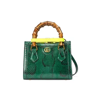 GUCCI Diana Python Skin Tote Bag Shoulder Bag Crossbody Bag Handbag Mini Women's Emerald Green