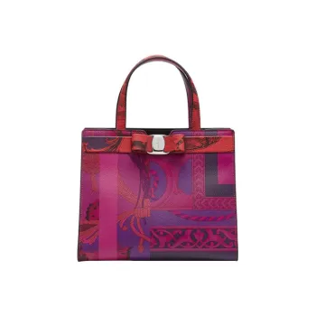 FERRAGAMO Vara Cow Leather Tote Bag Shopping Bag Handbag Medium Size Women's Red