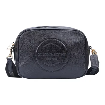 COACH Cow Leather One Shoulder Crossbody Camera Bag Medium Size Women's Black