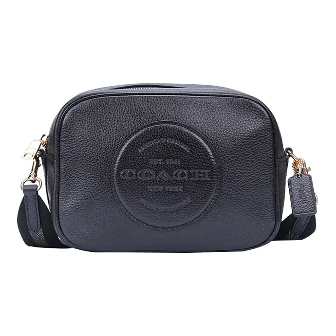 COACH Cow Leather One Shoulder Crossbody Camera Bag Medium Size Women's Black-0