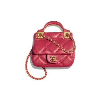 CHANEL Calfskin Coin Purse With Zipper Card Holder Women's Pink