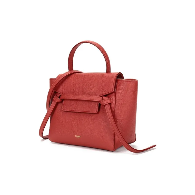 CELINE Belt Grained Calfskin Portable Crossbody Bag Shoulder Bag Women's Fox Red-1