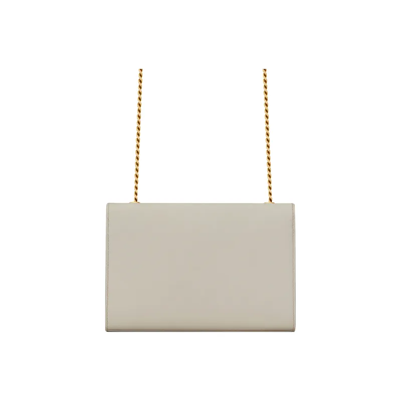 SAINT LAURENT Grain Embossed Leather Chain Bag, Crossbody Bag, Shoulder Bag Women's White-2