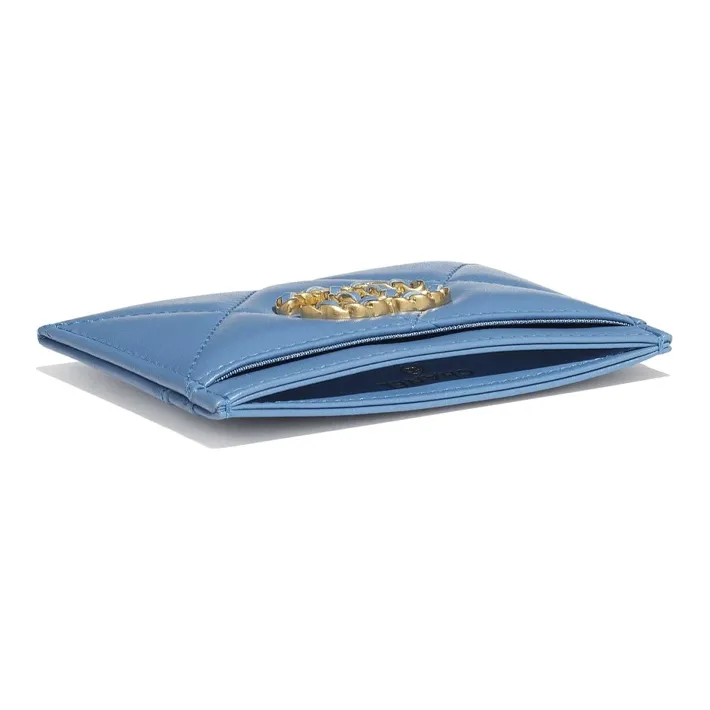 CHANEL 19Bag Lambskin Card Holder Card Holder Women's Blue-3