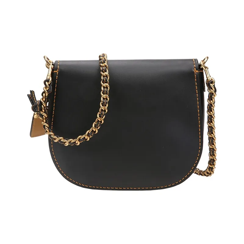 COACH Turnlock Leather Saddle Bag Shoulder Bag Crossbody Bag Small Size Women's Black-2