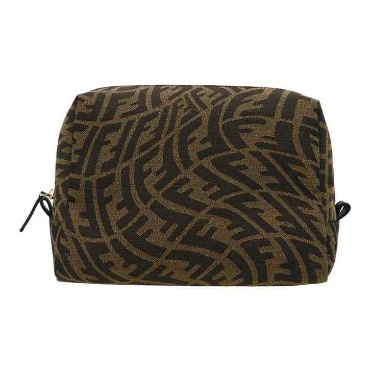 FENDI Cow Leather Toiletry Bag Clutch Makeup Bag Women's Yellow/Brown-0