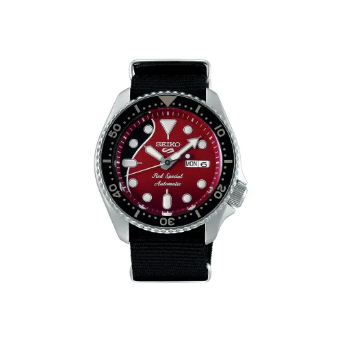 SEIKO Queen Collaboration Limited Edition Mechanical Movement Nylon Strap Watch Men's Watches Red Watch Dial