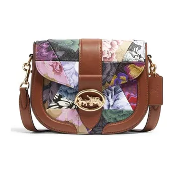 COACH X Kaffe Fassett Georgie Leather Zhi Sheng Shoulder Bag Saddle Bag Crossbody Bag Small Size Women's Brown