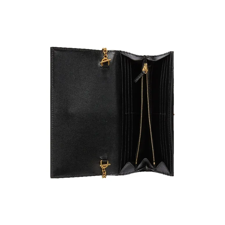GUCCI Jackie 1961 Canvas With Leather WOC Chain Bag Shoulder Bag Crossbody Bag Small Size Women's Black White-3