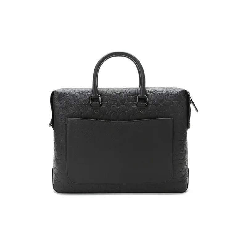 COACH Leather Tote Bag Shopping Bag Briefcase Crossbody One Shoulder Handbag Large Size Men's Black-3