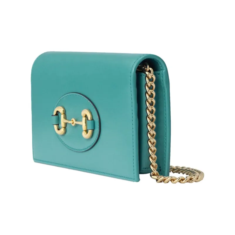 GUCCI Horsebit 1955 Leather WOC Small Crossbody Bag Shoulder Bag Crossbody Bag Small Size Women's Light Blue-1