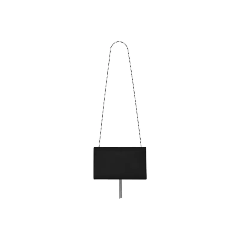 SAINT LAURENT Cow Leather Fringe Bag, Crossbody Bag, Shoulder Bag Medium Size Women's Black-4