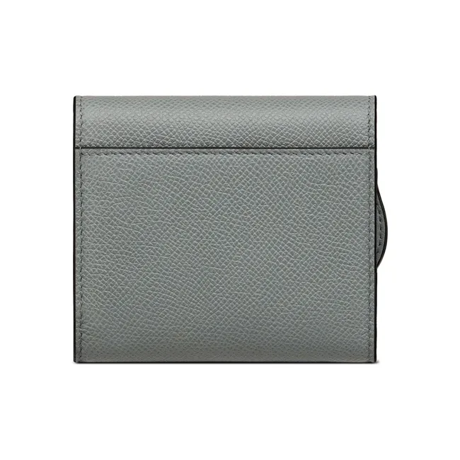 DIOR Saddle Grained Calfskin Card Holder Wallet Women's Rock Gray-2