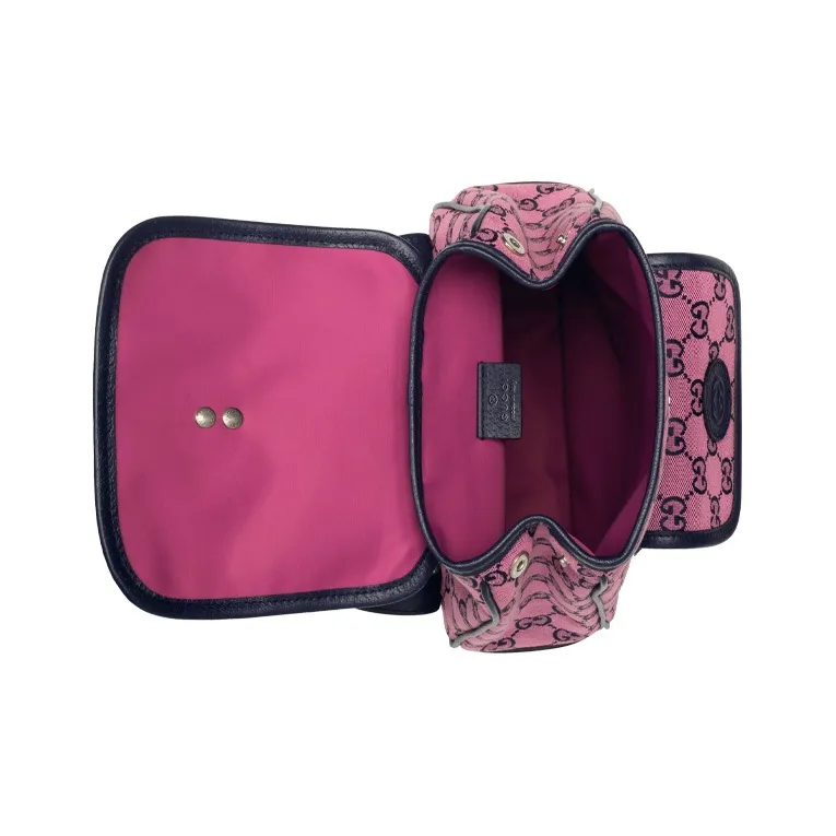 GUCCI Canvas With Leather Backpack Kids' Pink/Dark Blue-6