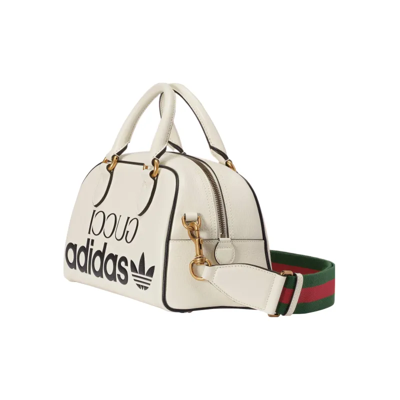 GUCCI Adidas Collaboration Leather Handbag, Shoulder Bag, Travel Bag Mini Men's White-1