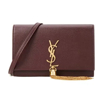 SAINT LAURENT KATE Leather Chain Wallet Shoulder Bag Crossbody Bag Women's Dark Red