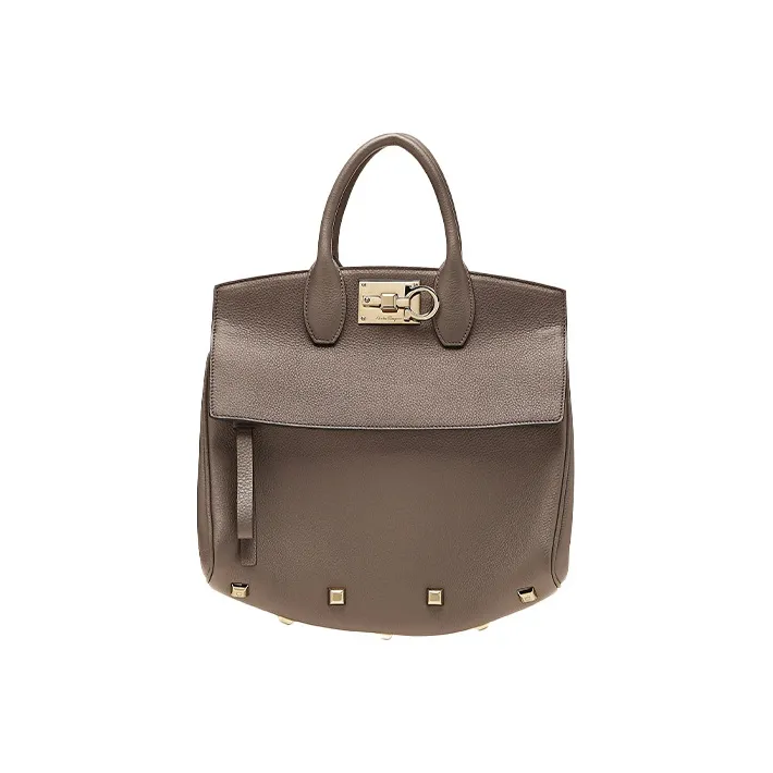 FERRAGAMO Cow Leather Handbag Regular Women's Gray-4