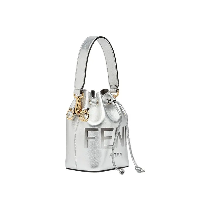 FENDI Mon Tresor Calfskin Bucket Bags Shoulder Bag Crossbody Bag Handbag Mini Women's Silver-1
