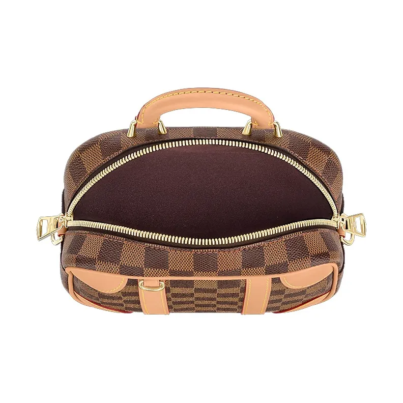 LOUIS VUITTON Valisette Souple BB Coated Canvas Handbag Shoulder Bag Women's Brown Yellow-3