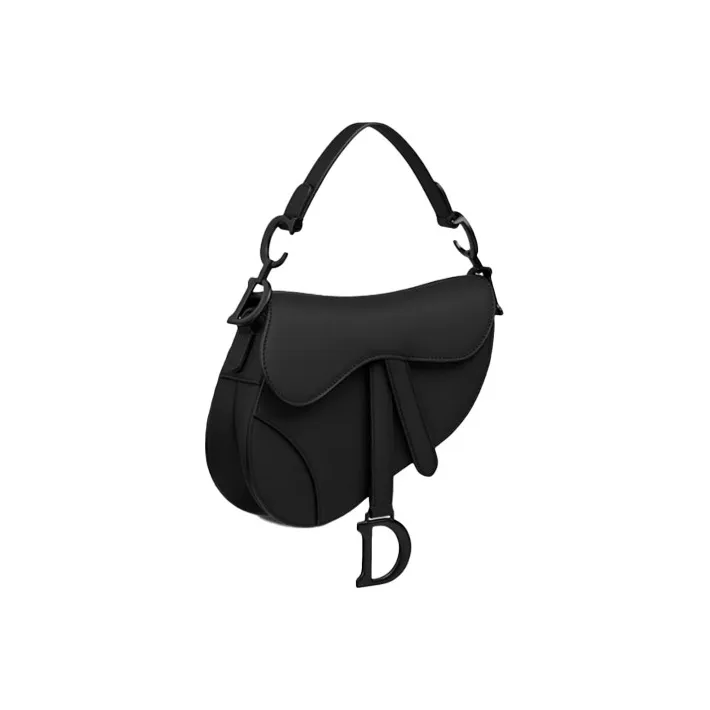 DIOR Saddle Cow Leather Saddle Bag Handbag Shoulder Bag Mini Women's Black-1