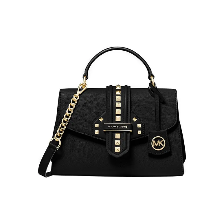 MICHAEL KORS Lorimer Leather Handbag, Crossbody Bag Women's Black-0