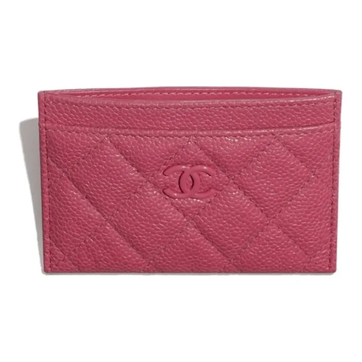 CHANEL Cow Leather Card Holder Card Holder Women's Dark Pink-1