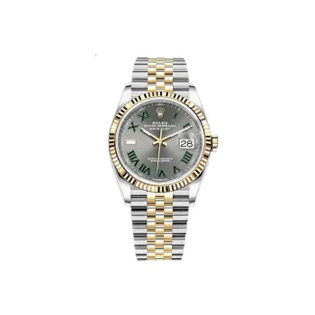 ROLEX Log Series Automatic Mechanical Movement Unisex Watch 36mm Gray Dial Oystersteel Gold Watch Case