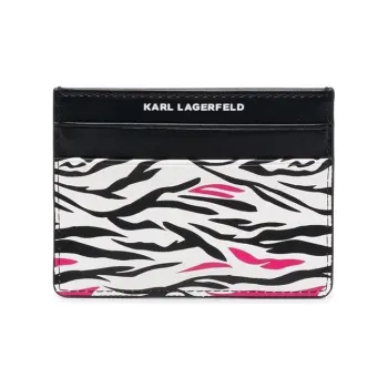 KARL LAGERFELD Leather Card Holder Women's Black