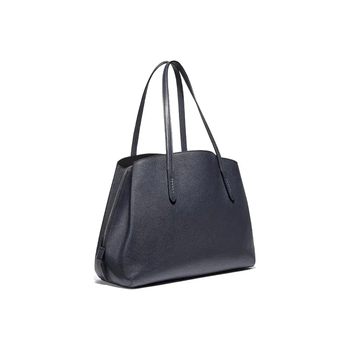 COACH Charlie Leather Tote Bag Shopping Bag Handbag Large Size Women's Blue Black-1